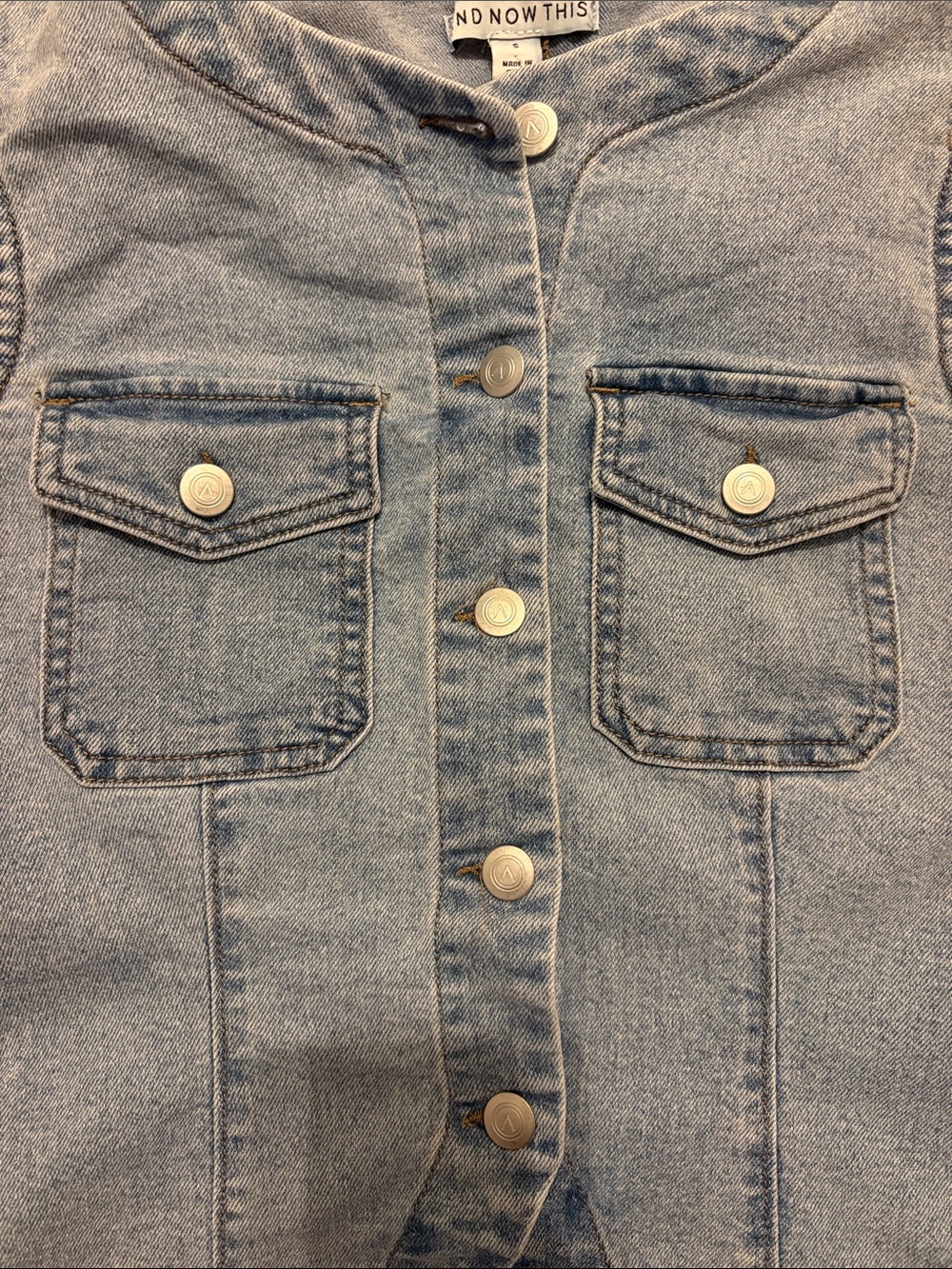 Sleeveless Denim Vest Top - Light Blue - Picture 3 of 5